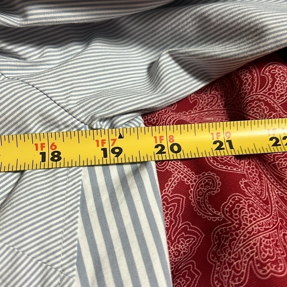 J.JILL classic button up tunic. Gray /white stripe. Size medium. - Picture 8 of 9